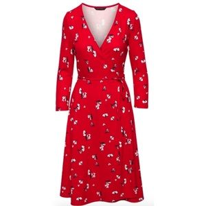 Banana Republic Red Floral Wrap Dress